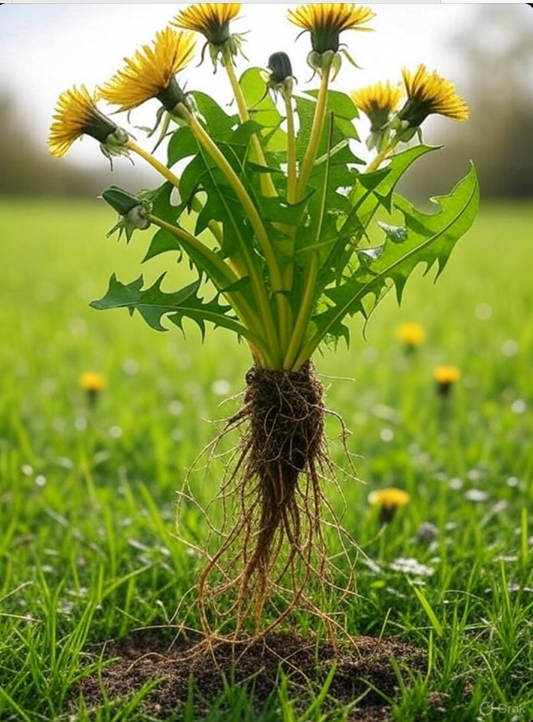 Löwenzahn "Taraxacum officinale" mit Wurzeln