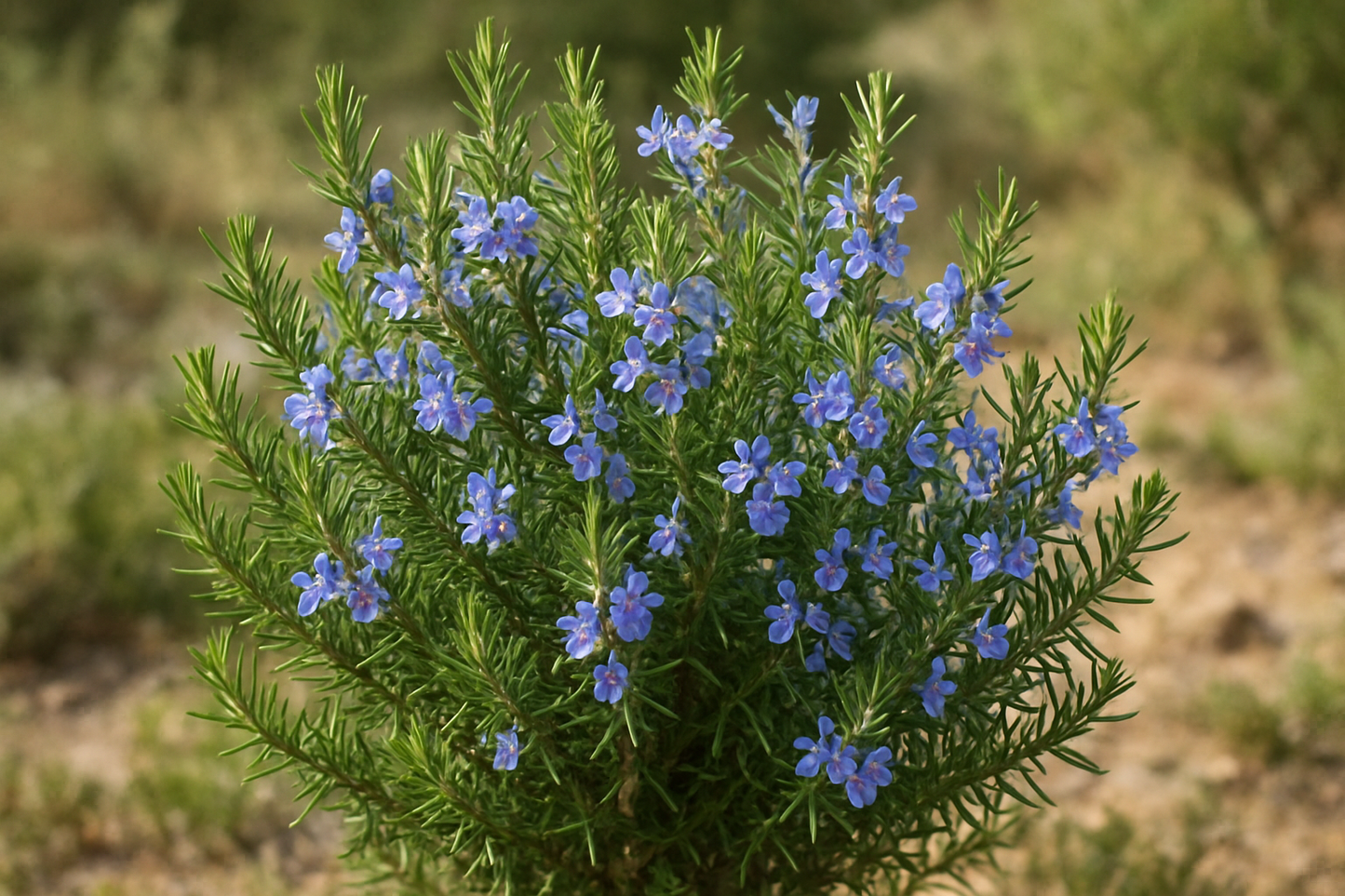 natürlicher rosmarienstrauch mit blüten