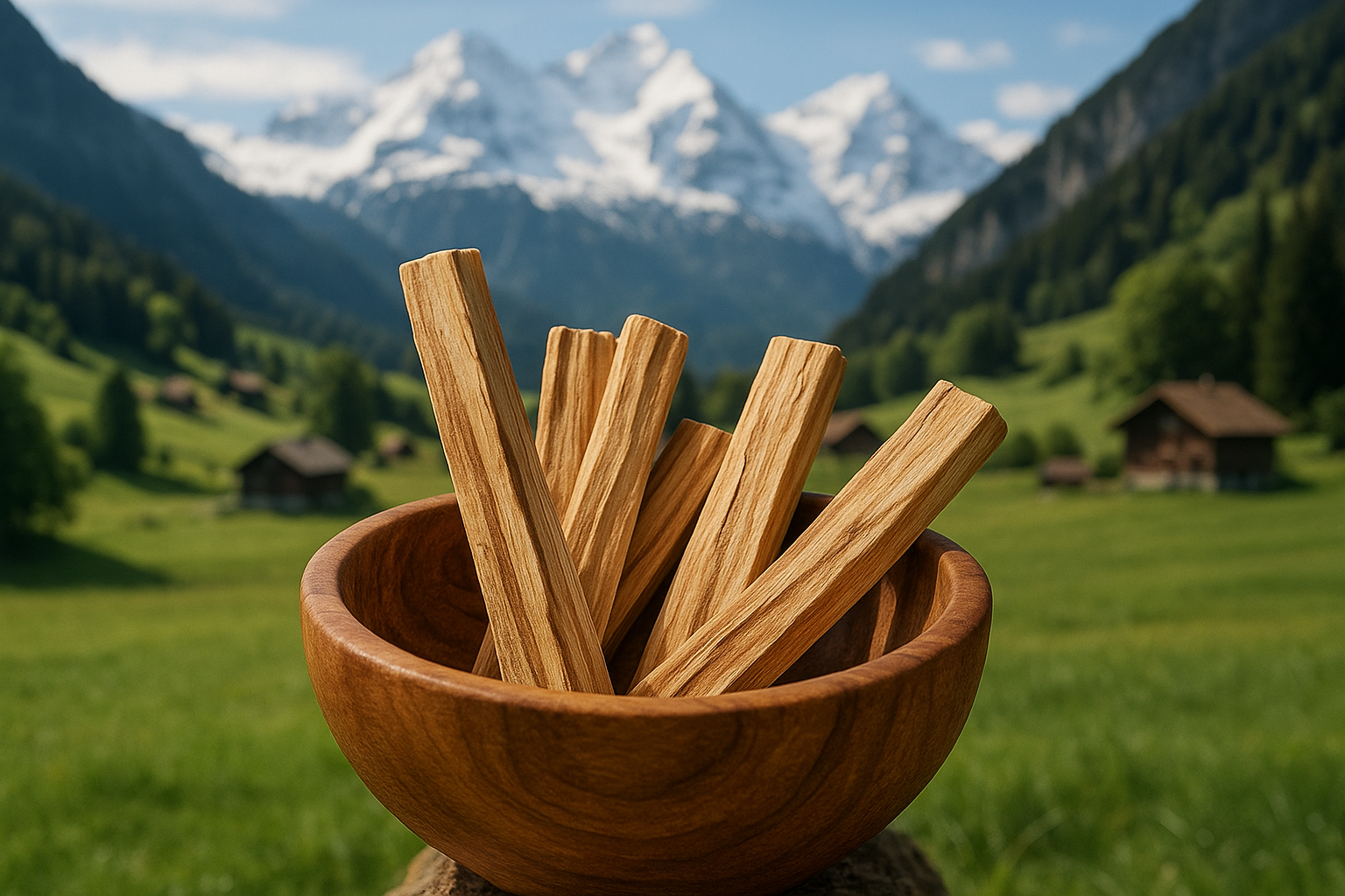 eine holzschale mit Palo Santo sticks