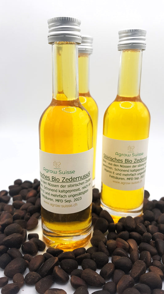 Organic cedar nut oil cold pressed from Siberia