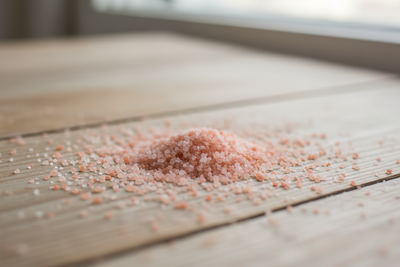 fein gekörntes himalayasalz auf einem tisch